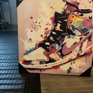Nike  Pink Multicolor Sneaker Canvas Art